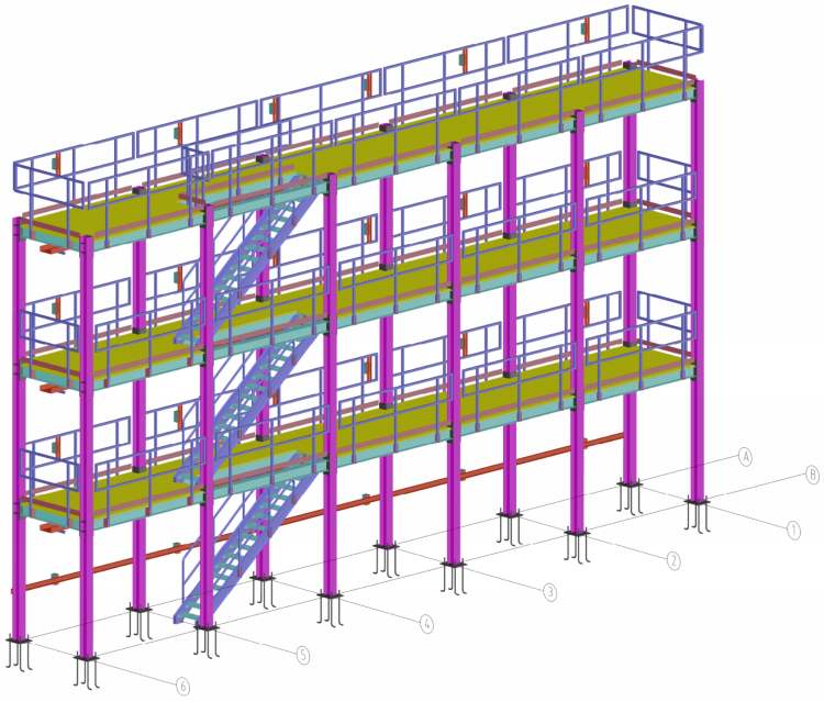 Container Reefer Rack Steel Scalffolding,Shuaiba Container Terminal,Kuwait: 3D Perspective View ZHM designed for Client