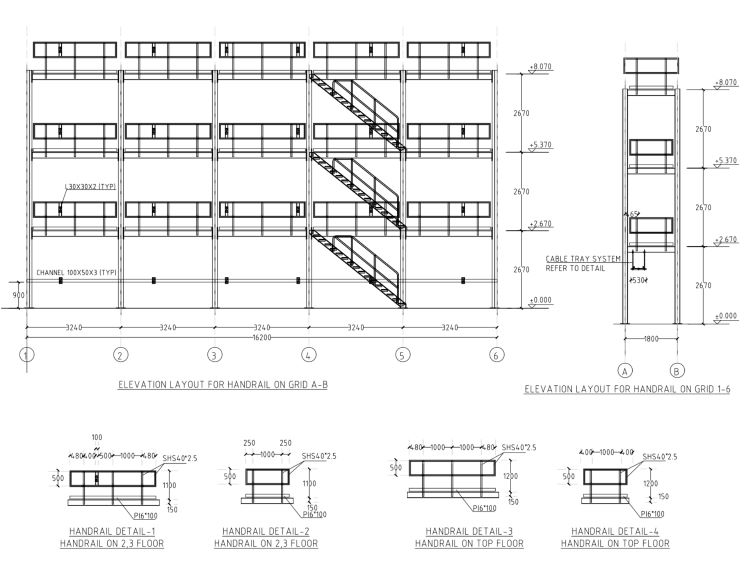 Container Reefer Rack Steel Scalffolding,Shuaiba Container Terminal,Kuwait: Structure Elevation ZHM designed for Client