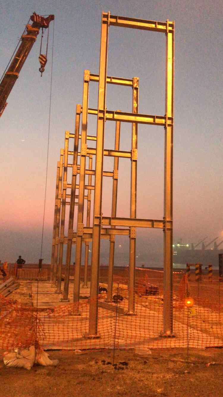 Container Reefer Rack Steel Scalffolding,Shuaiba Container Terminal,Kuwait: Structures On site Erection On-going under Supervision and Guidance of ZHM Huawu Steel's Representative