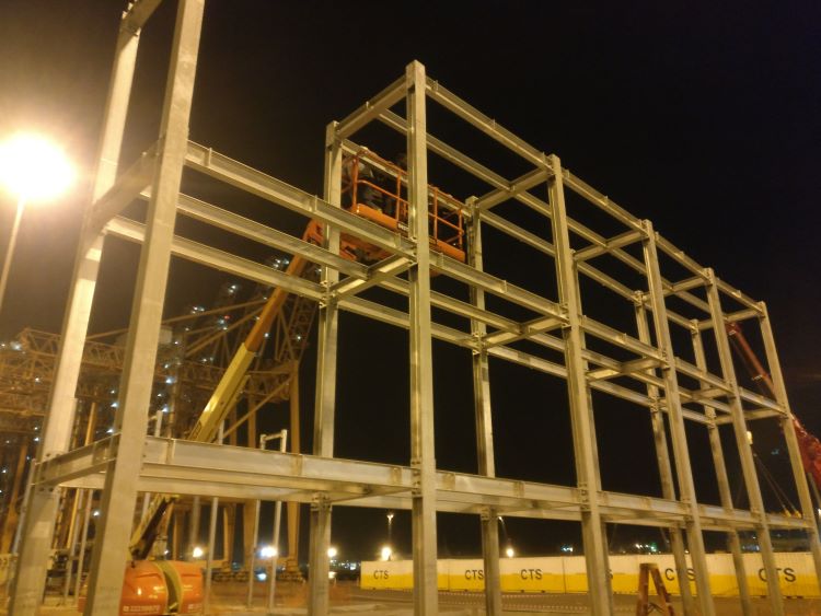 Container Reefer Rack Steel Scalffolding,Shuaiba Container Terminal,Kuwait: Structures On site Erection On-going under Supervision and Guidance of ZHM Huawu Steel's Representative