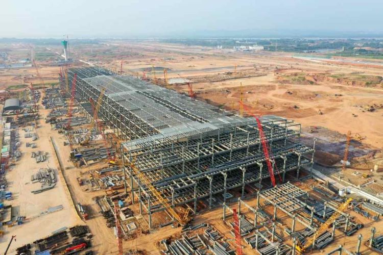 Hubei_Ezhou_Huahu_Civil_Airport_Transfer_Center_Project-Main_Terminal_Steel_Structure_5_Main_Terminal_Steelworks_Installation