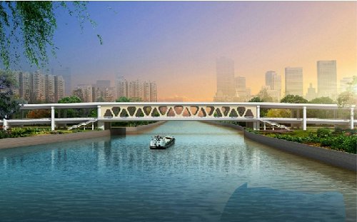 Over_Truss_Steel Bridges_for_vehicle_and_passenger_Over_Canal_Hangzhou China_01
