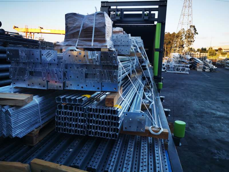 Overhead Line Lattice Steel Towers: Products Container Loading Work On-going